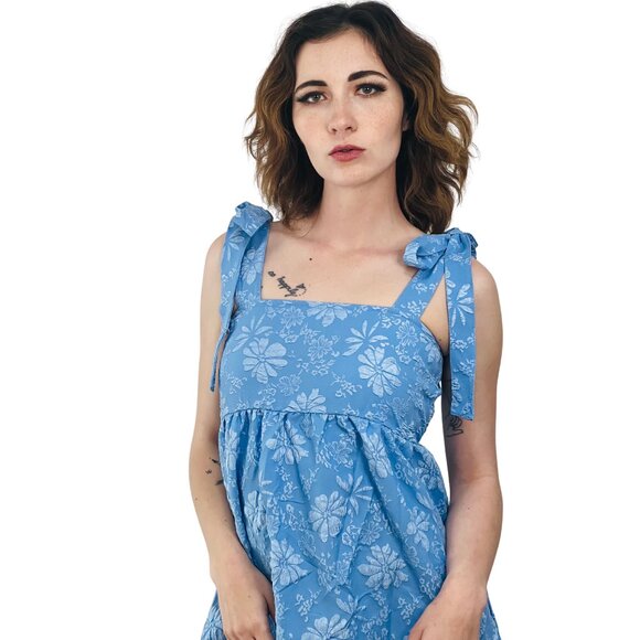 Blue Floral Women's Dress - Picture 6 of 10